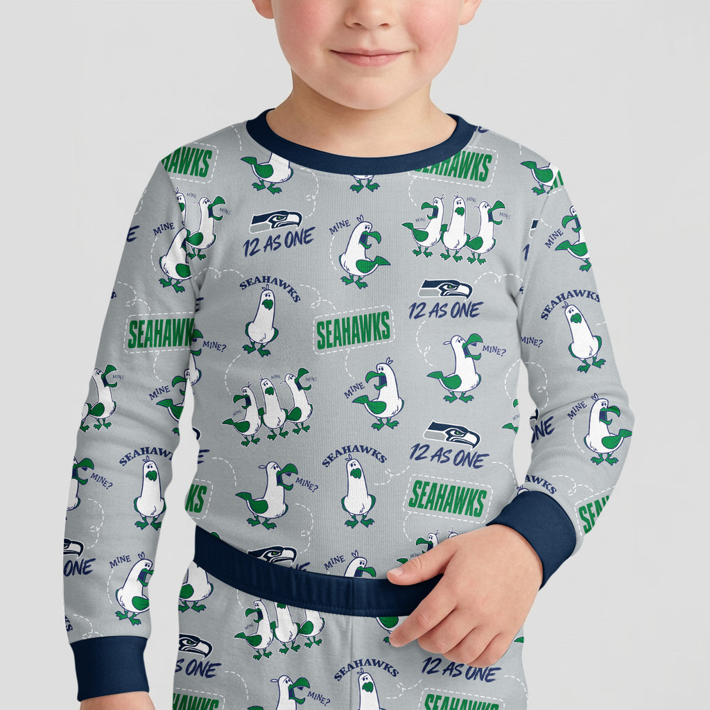Seahawks Football x Seagulls Inspired Bamboo Two Piece Long Sleeve Pajama Set