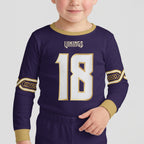 Vikings Football Jefferson 18! Inspired Bamboo Two Piece Long Sleeve Pajama Set