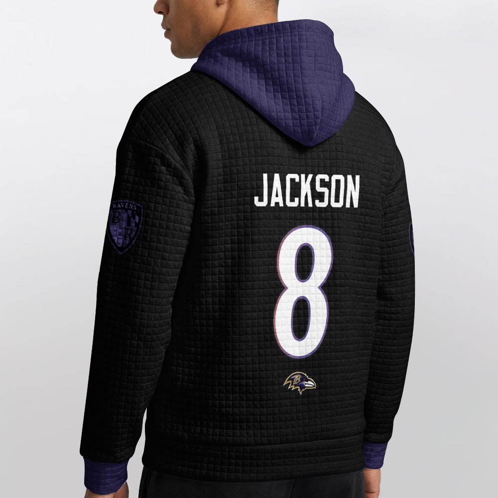 Baltimore R. Rivalries Lamar Jackson 8 Football Waffle Hoodie