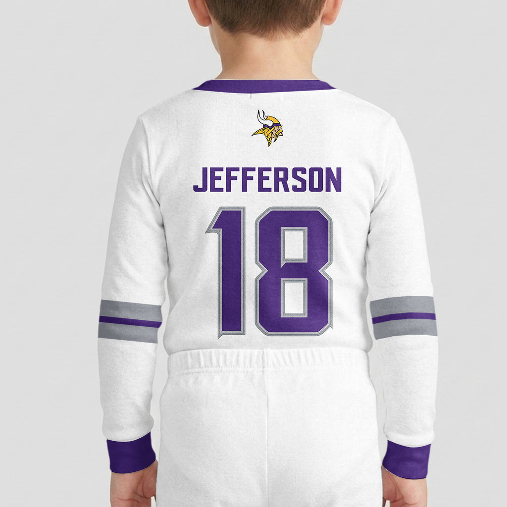 Vikings Football Jefferson 18! Inspired Bamboo Two Piece Long Sleeve Pajama Set