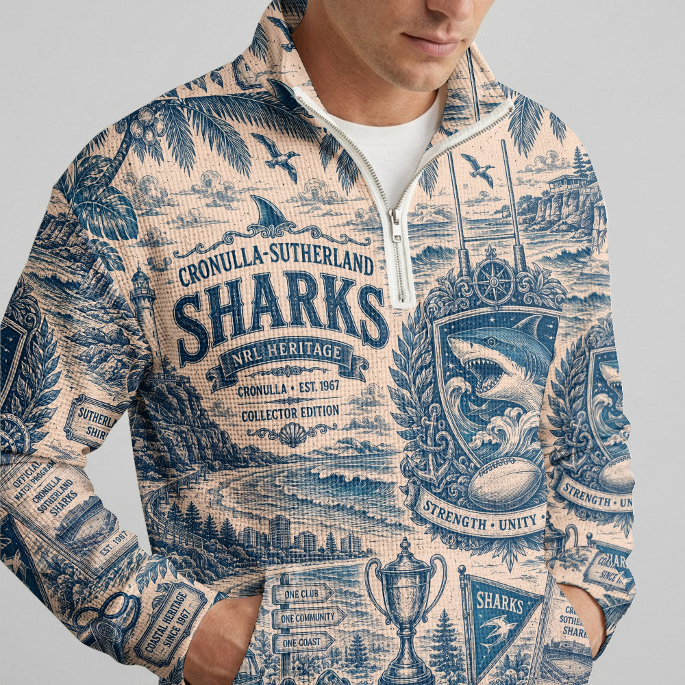 Cronulla-Sutherland Quarterzip Waffle Sweatshirt