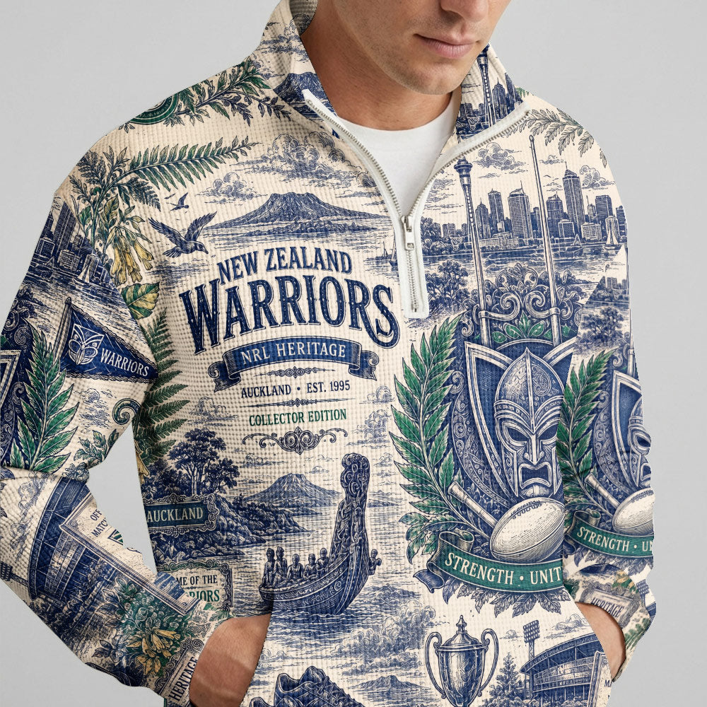 New Zealand Warriors Quarterzip Waffle Sweatshirt