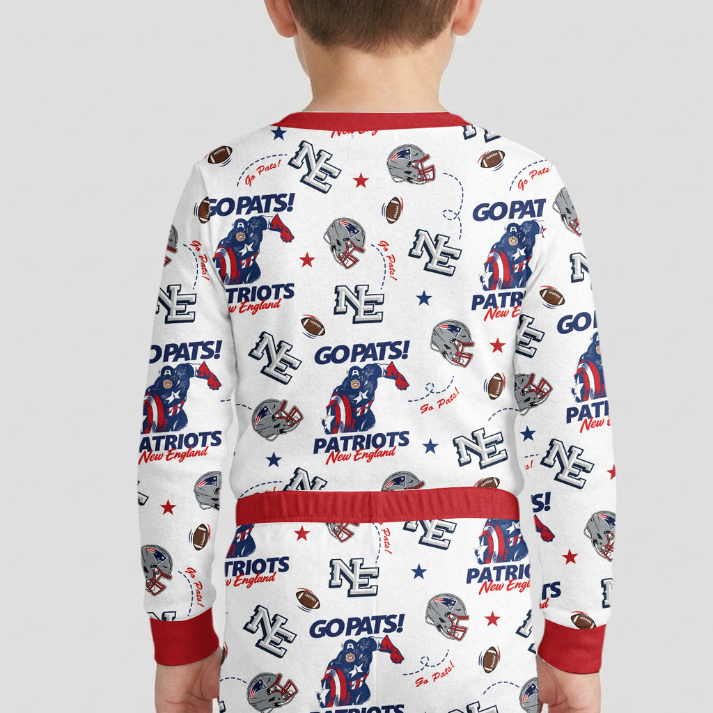 Patriots Football x Captain Inspired Bamboo Two Piece Long Sleeve Pajama Set