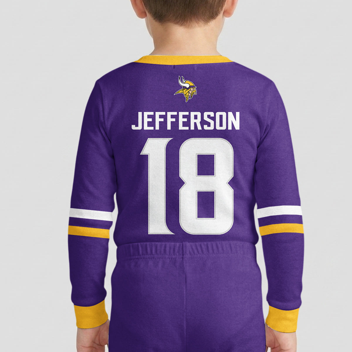 Vikings Football Jefferson 18! Inspired Bamboo Two Piece Long Sleeve Pajama Set