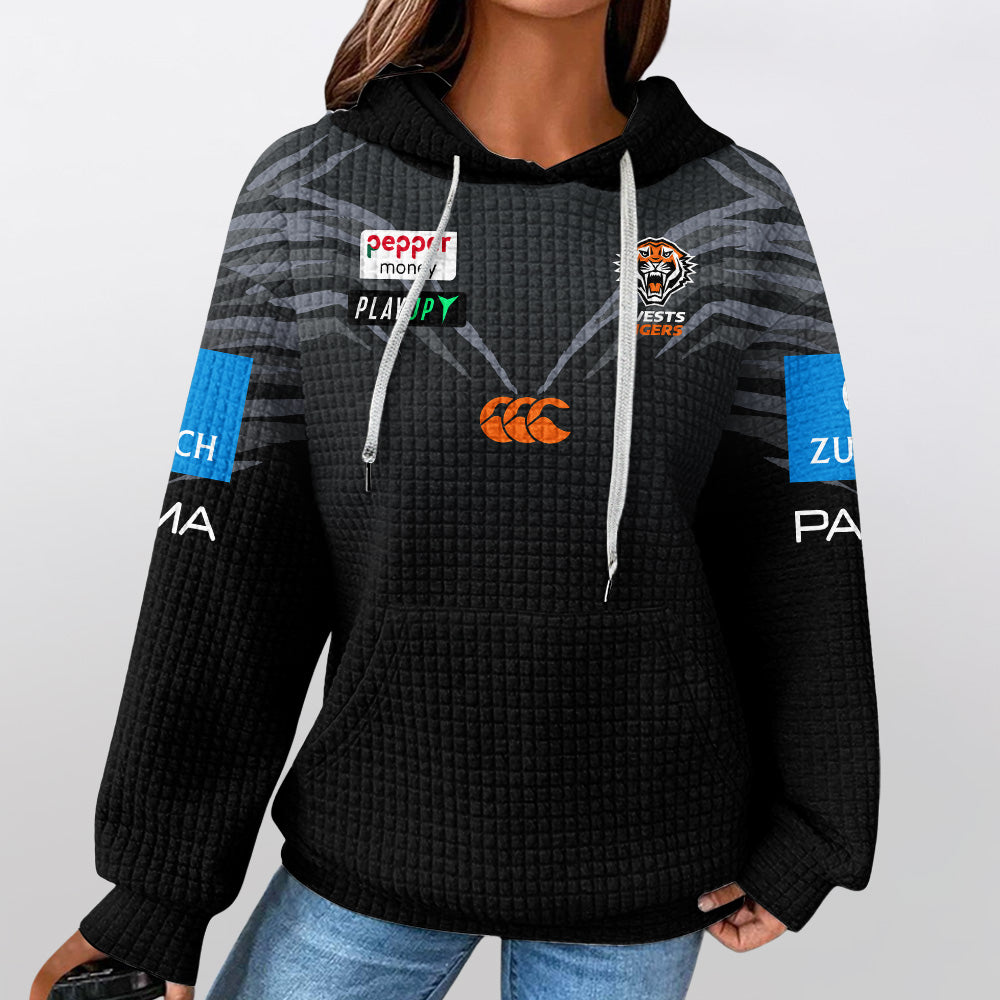 Wests Unisex Black Waffle Hoodie
