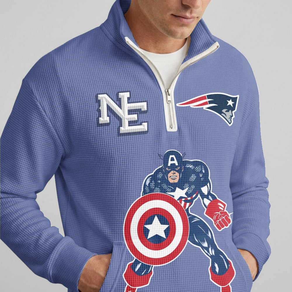 NE Patriots x Capt. Quarterzip Waffle Sweatshirt