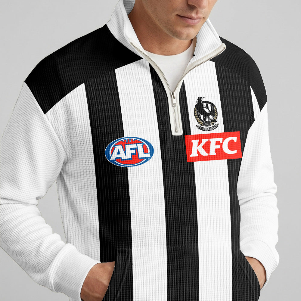 Collingwood Football 10 Pendlebury Quarterzip Waffle Sweatshirt