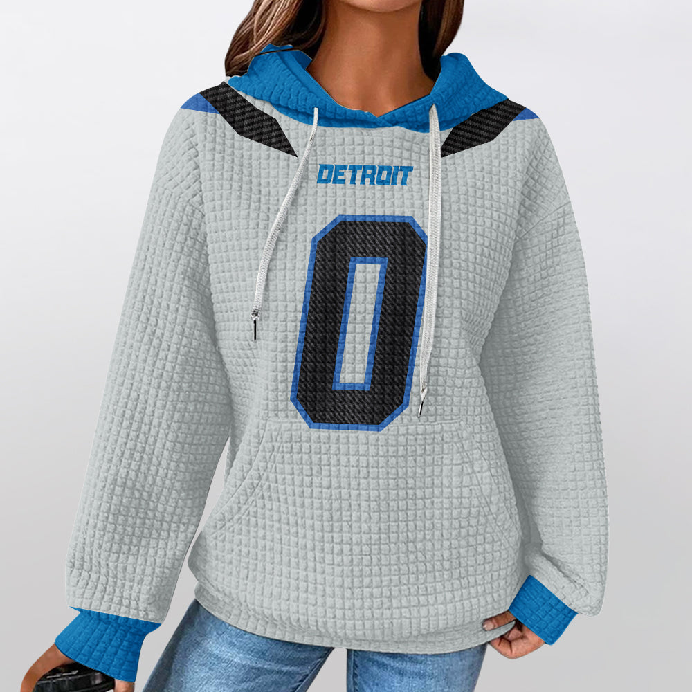 Detroit Lions Rivalries Jahmyr Gibbs 0 Football Waffle Hoodie
