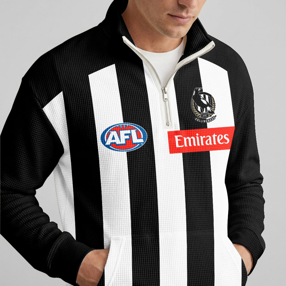 Collingwood Football 10 Pendlebury Quarterzip Waffle Sweatshirt