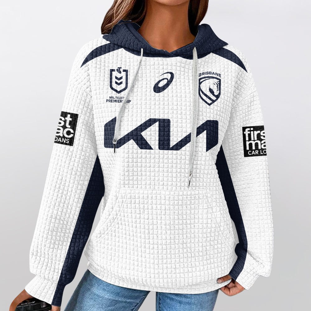 Brisbane Unisex White Waffle Hoodie