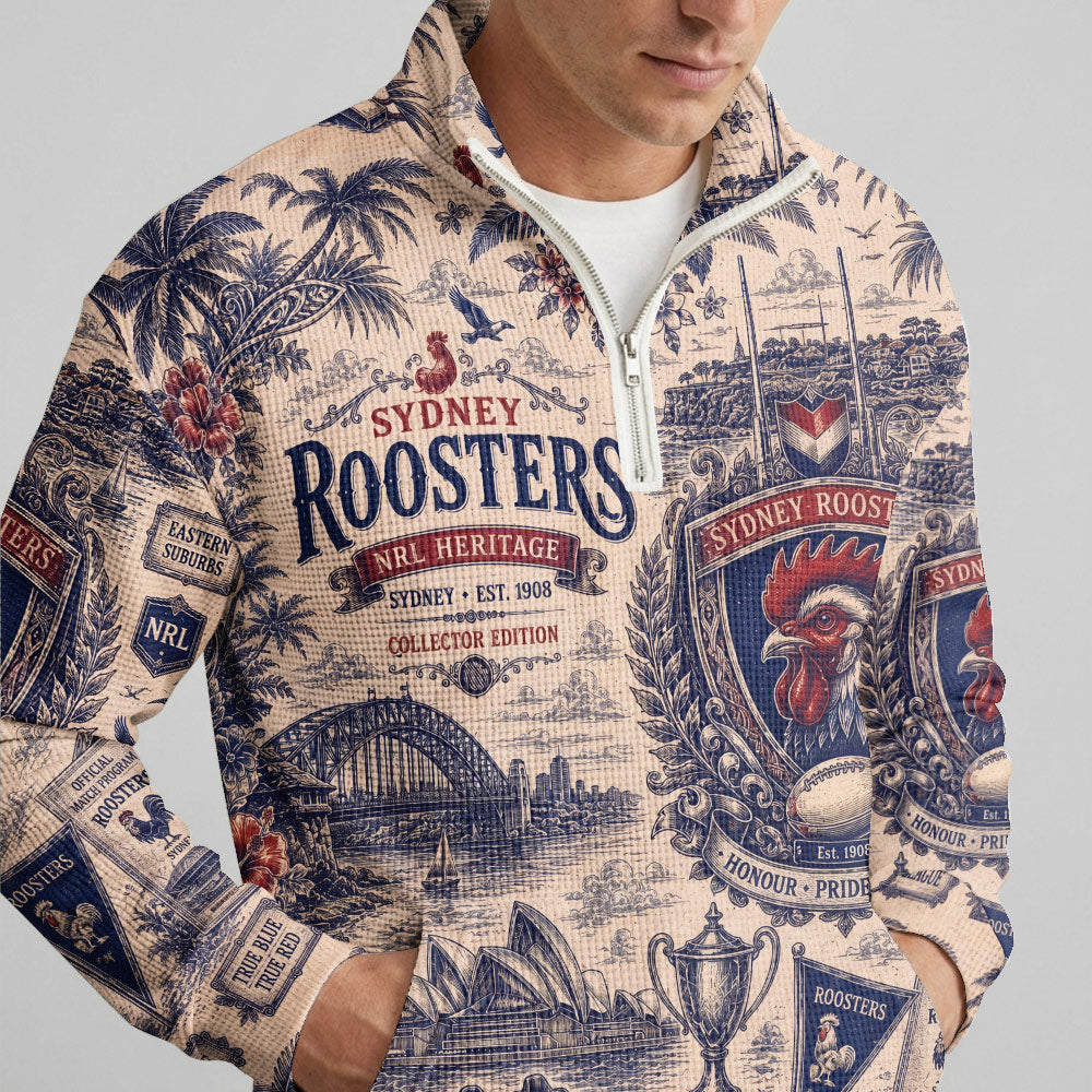 Sydney Roosters Quarterzip Waffle Sweatshirt