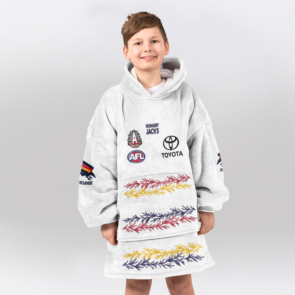 Adelaide Football 2026 White Cook 15 Blanket Hoodie