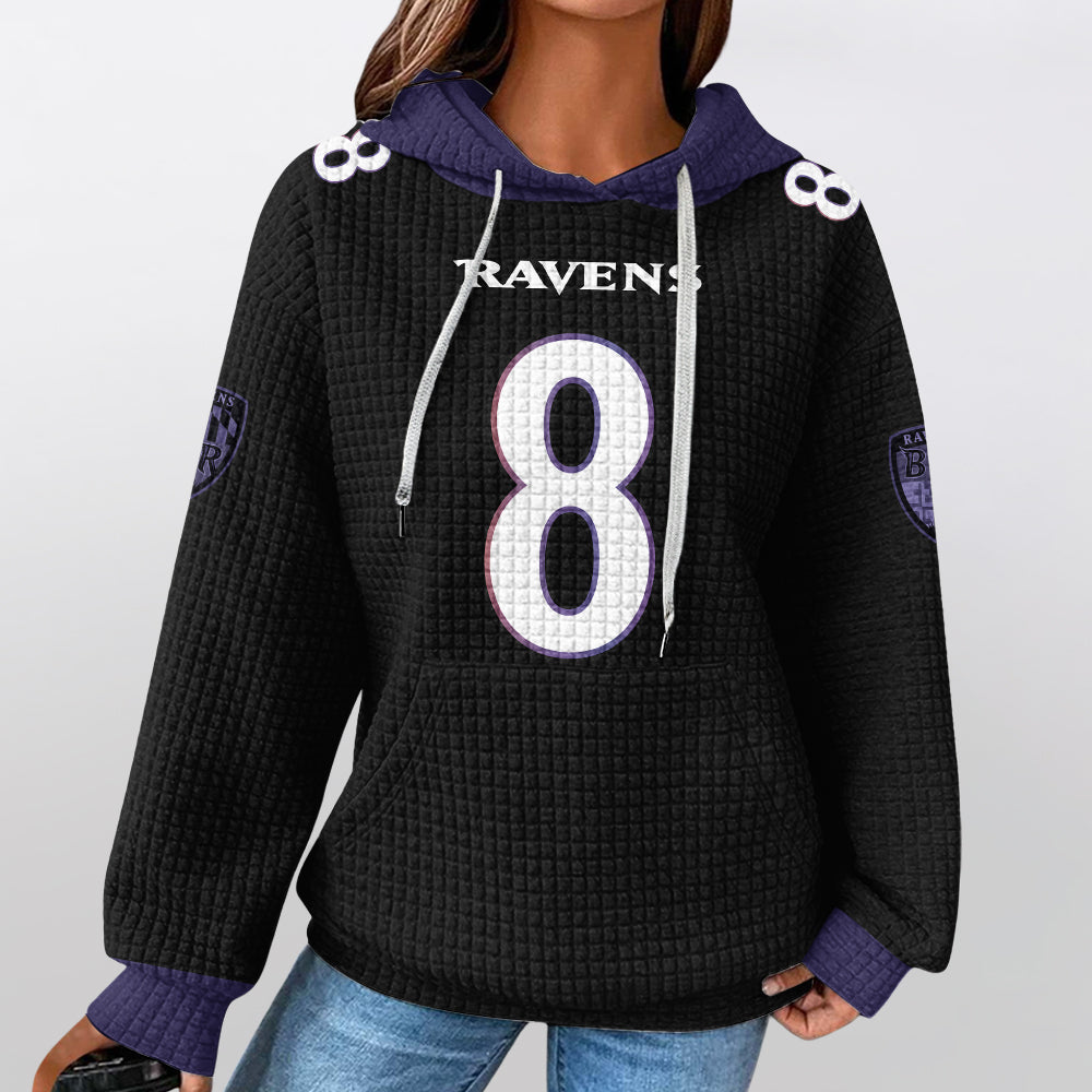 Baltimore R. Rivalries Lamar Jackson 8 Football Waffle Hoodie