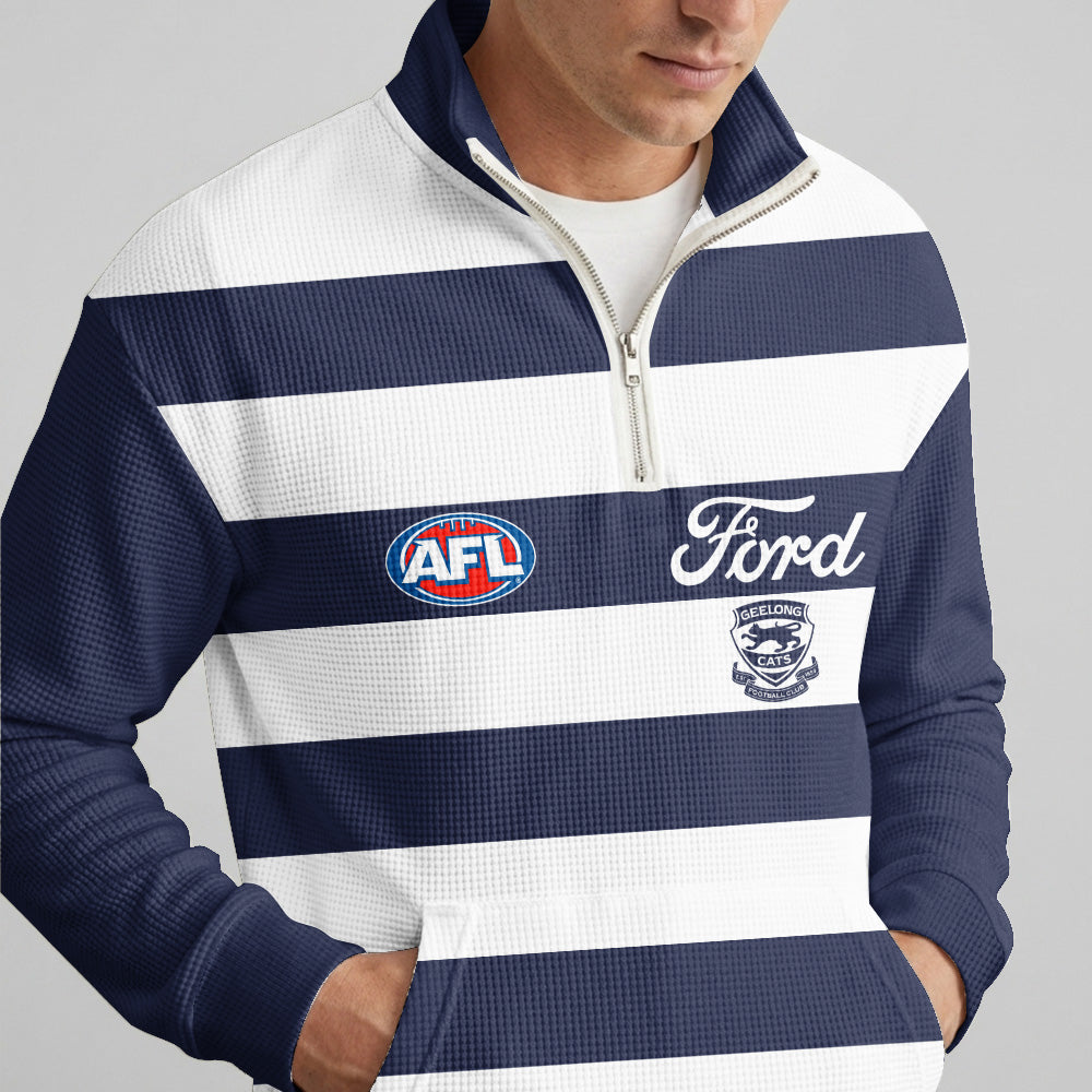 Geelong Football Quarterzip Waffle Sweatshirt