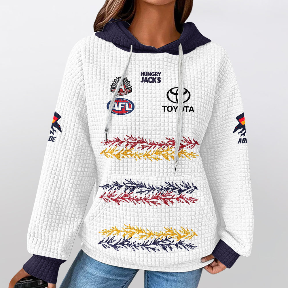 Adelaide Football 2026 White Waffle Hoodie