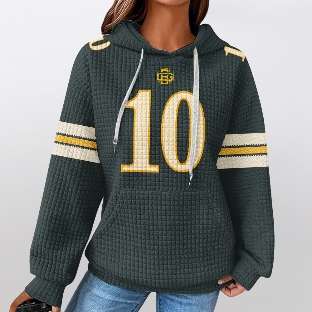 Green Bay Packers Rivalries Jordan Love 10 Football Waffle Hoodie