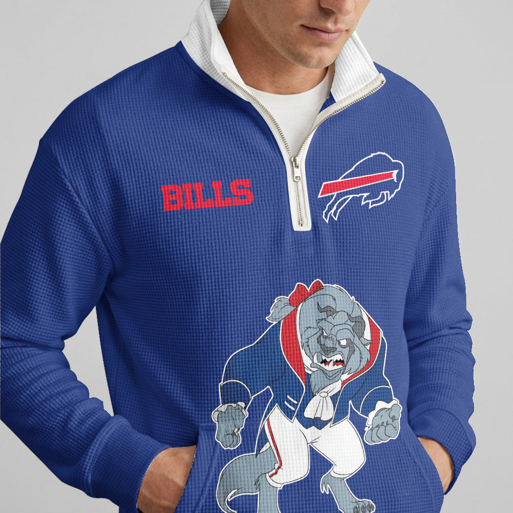 Buffalo B.I.L.L.S x The B.E.A.S.T Quarterzip Waffle Sweatshirt