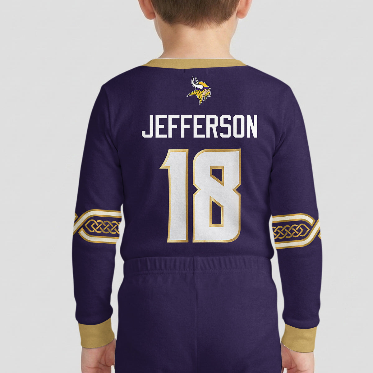 Vikings Football Jefferson 18! Inspired Bamboo Two Piece Long Sleeve Pajama Set