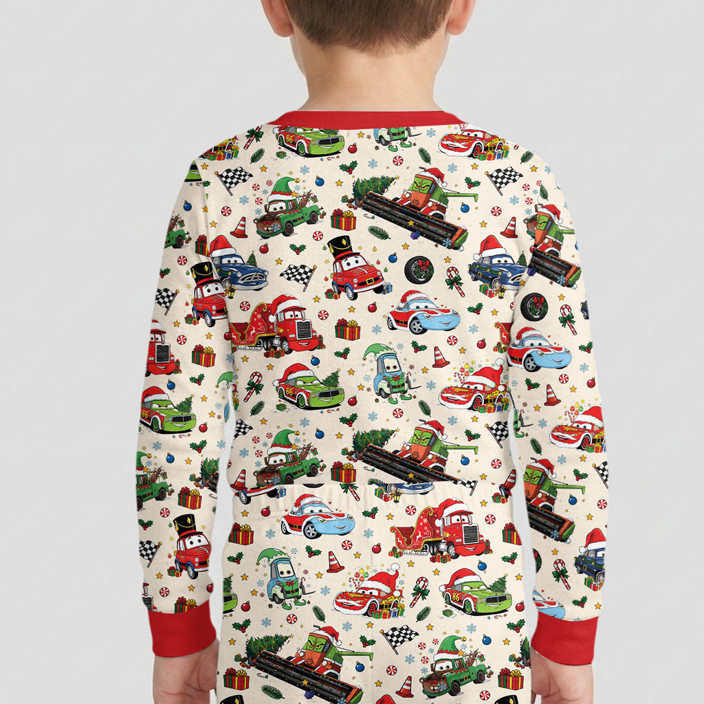 Merry Christmas Race Car Bamboo Two Piece Long Sleeve Pajama Set