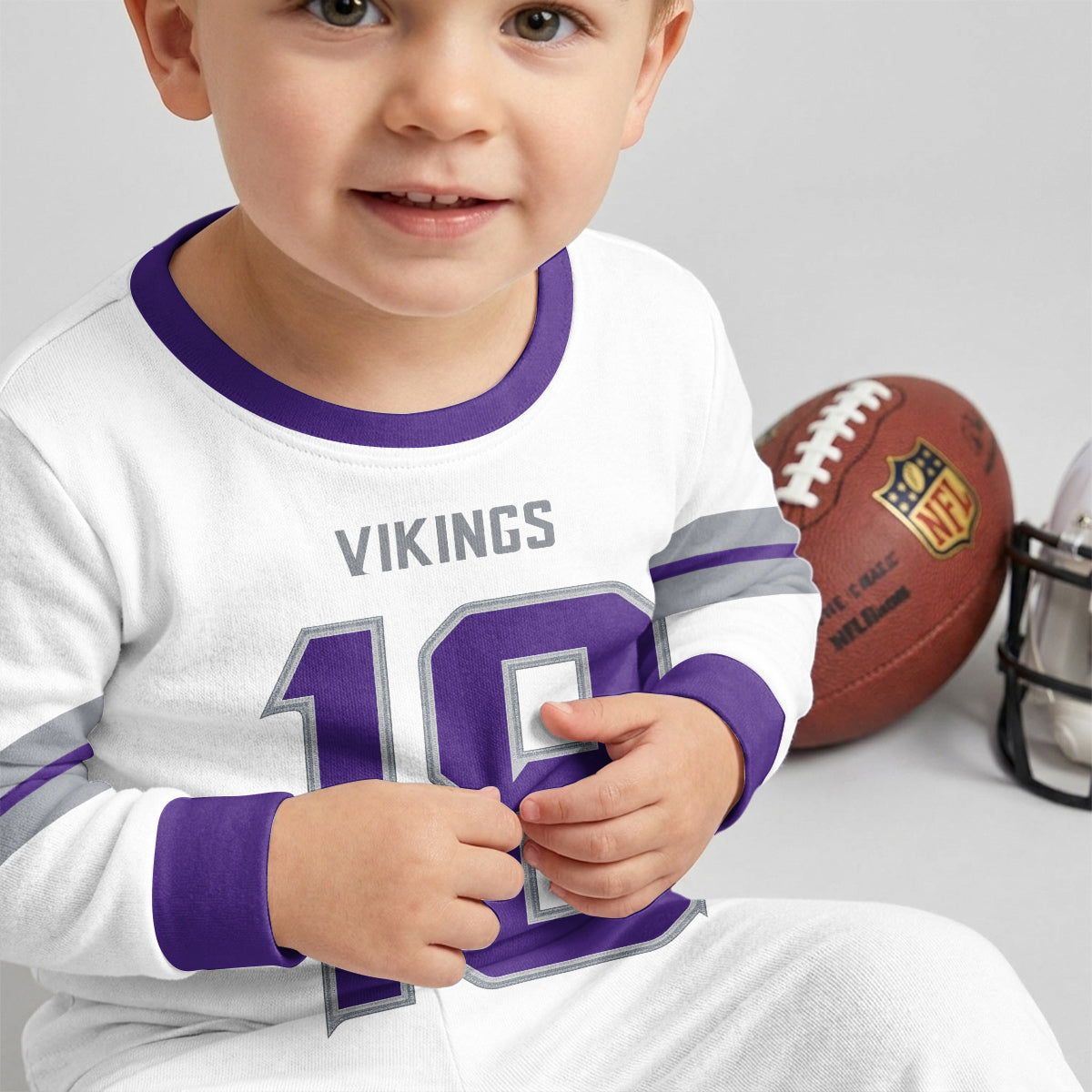 Vikings Football Jefferson 18! Inspired Bamboo Two Piece Long Sleeve Pajama Set