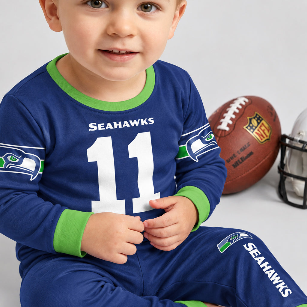 Seahawks Football Inspired Bamboo Two Piece Long Sleeve Pajama Set