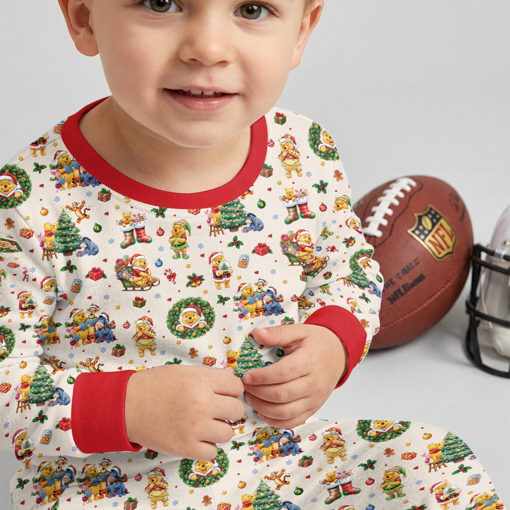 Merry Christmas Bear and Friends Bamboo Two Piece Long Sleeve Pajama Set