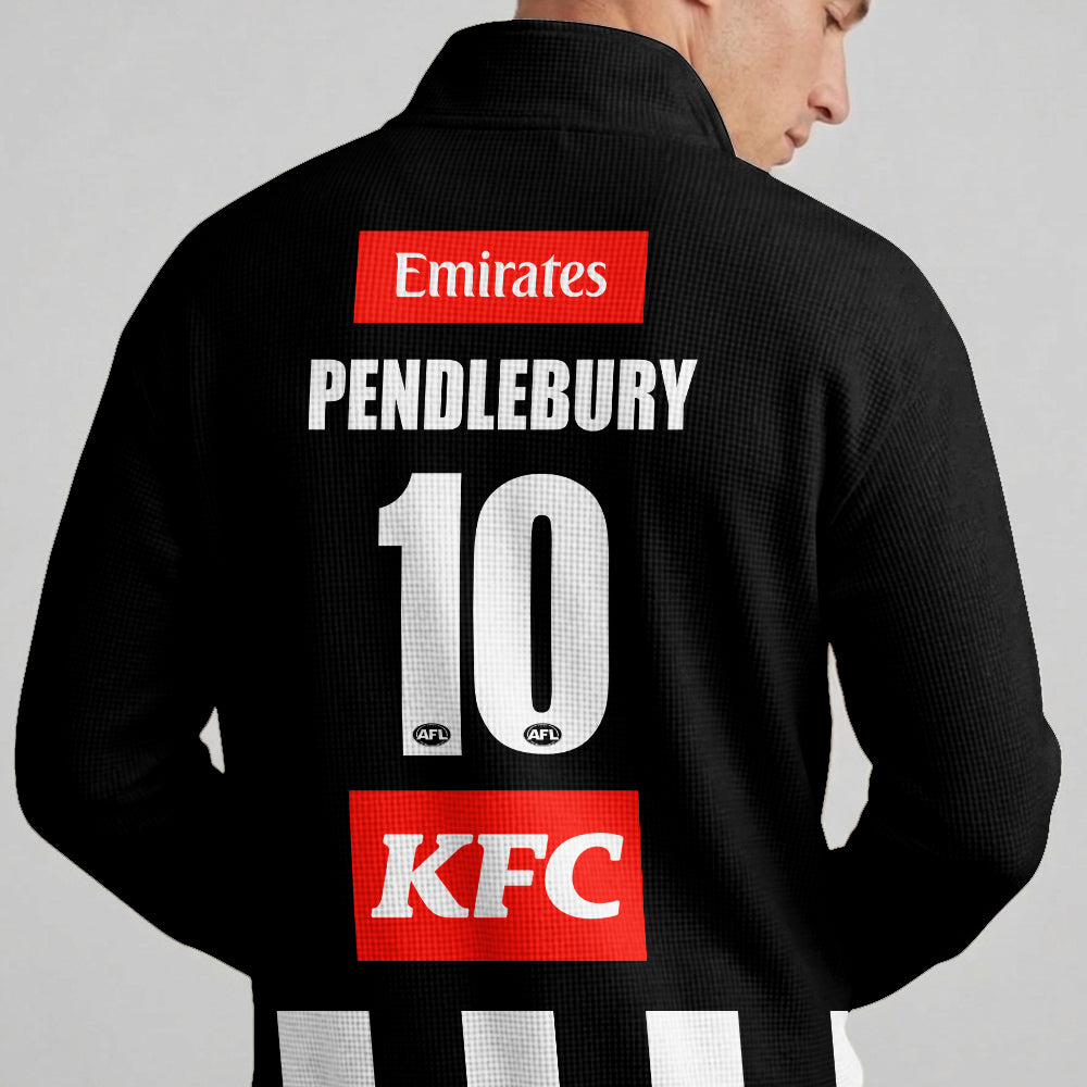 Collingwood Football 10 Pendlebury Quarterzip Waffle Sweatshirt