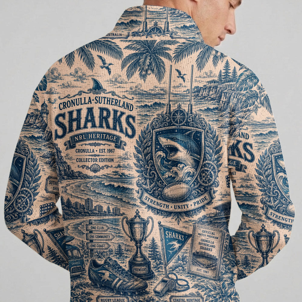 Cronulla-Sutherland Quarterzip Waffle Sweatshirt