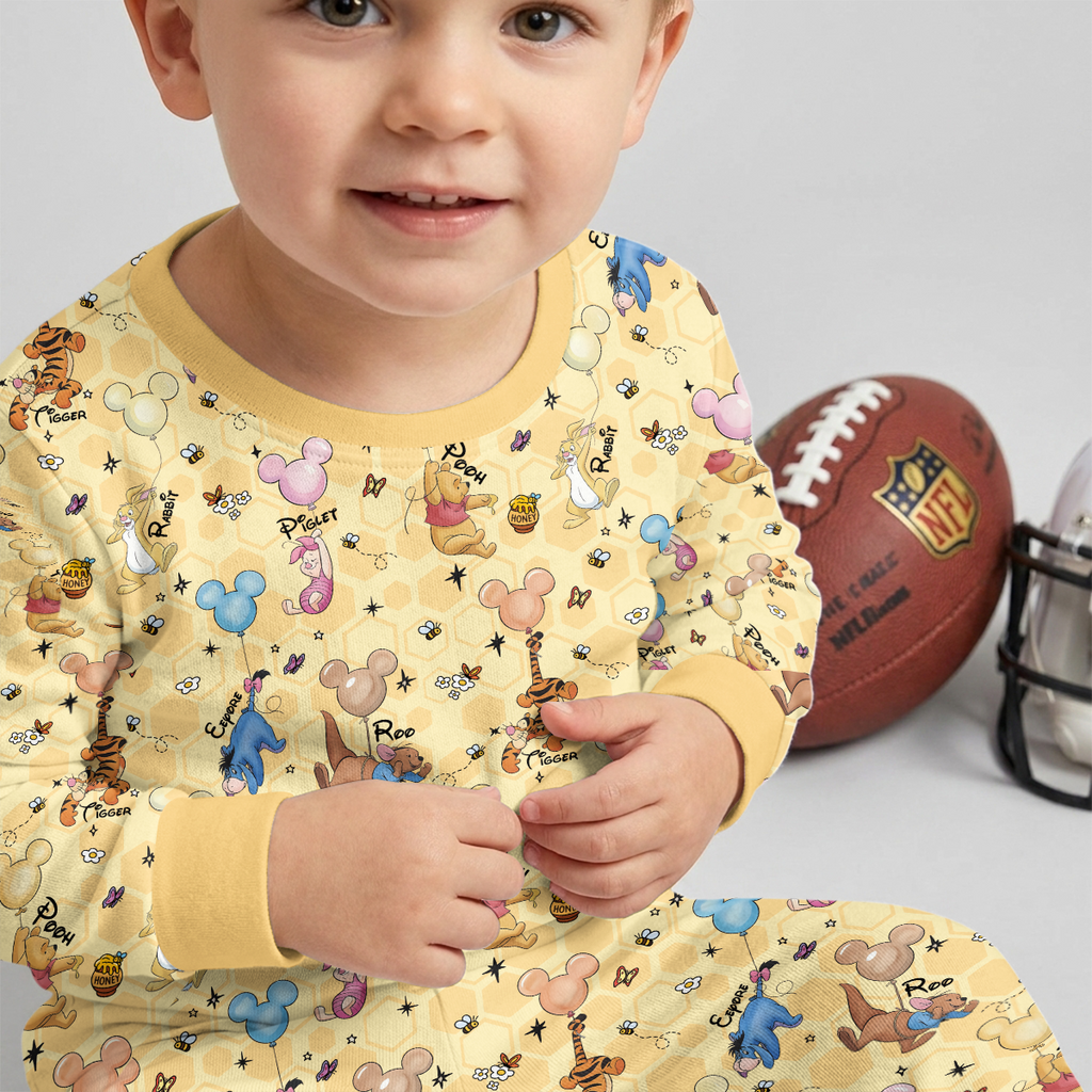 Baloons Bear and Friends Bamboo Two Piece Long Sleeve Pajama Set
