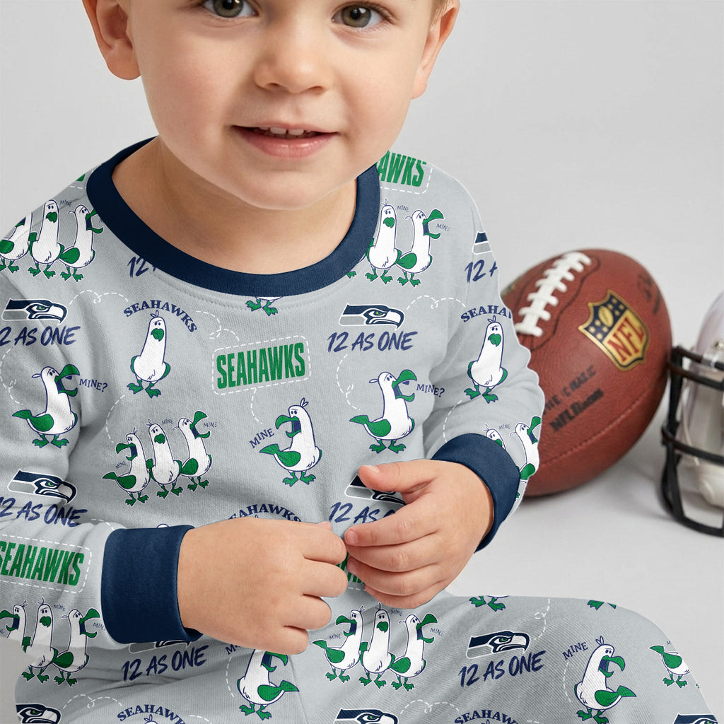 Seahawks Football x Seagulls Inspired Bamboo Two Piece Long Sleeve Pajama Set