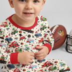 Merry Christmas Race Car Bamboo Two Piece Long Sleeve Pajama Set