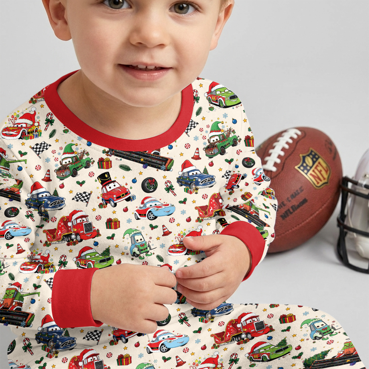 Merry Christmas Race Car Bamboo Two Piece Long Sleeve Pajama Set