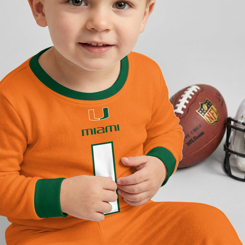 Miami Hurricanes Football!! Inspired Bamboo Two Piece Long Sleeve Pajama Set
