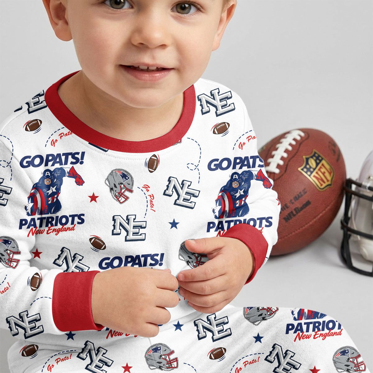 Patriots Football x Captain Inspired Bamboo Two Piece Long Sleeve Pajama Set