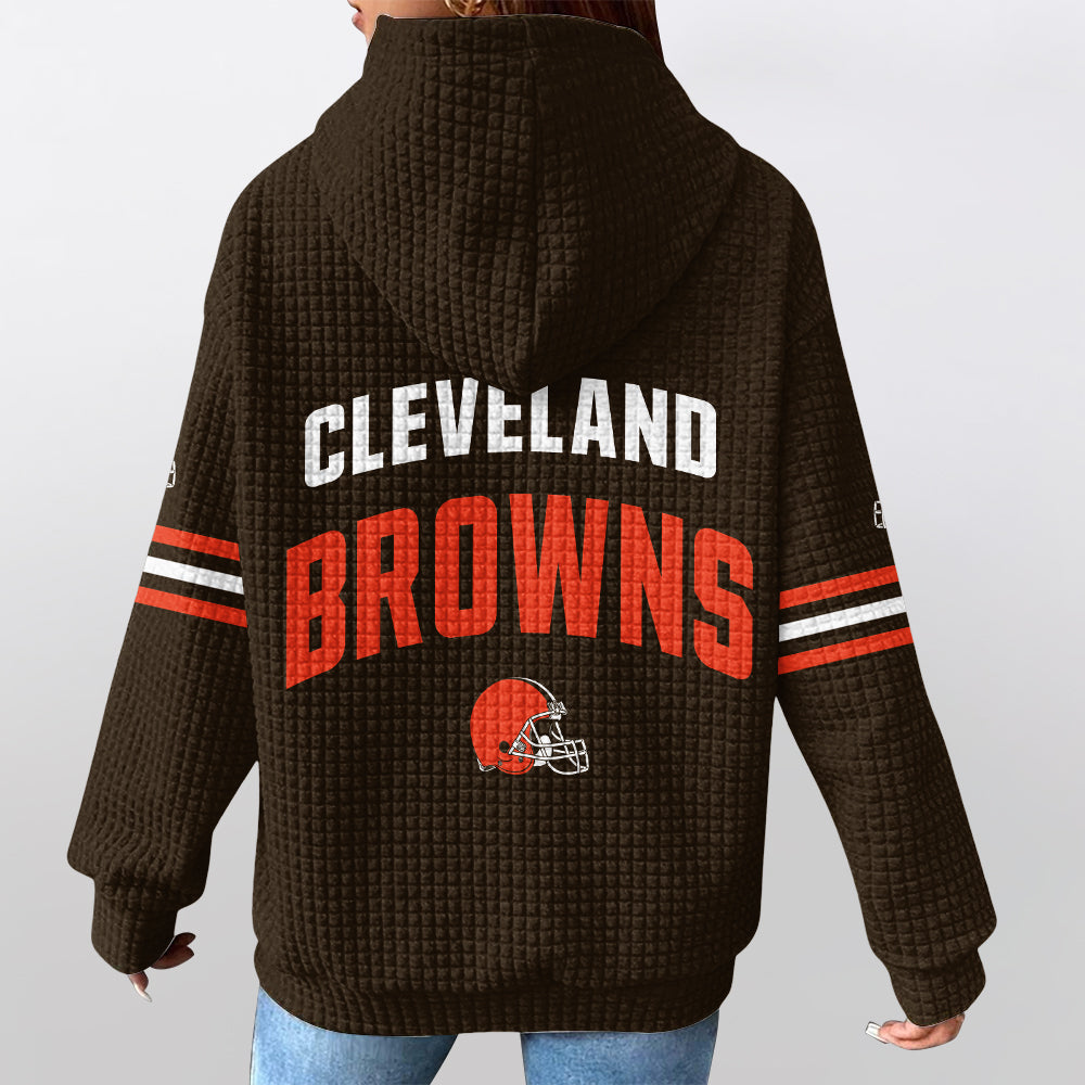Cleveland B. Football Waffle Hoodie