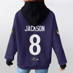 Baltimore R. Rivalries Lamar Jackson 8 Football Waffle Hoodie