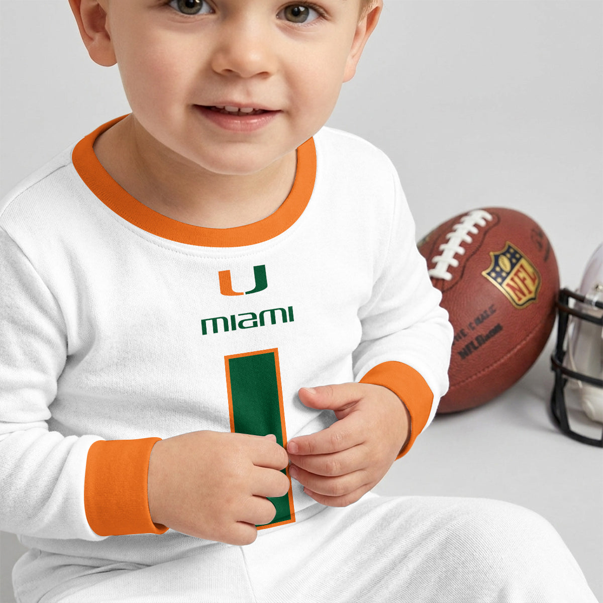 Miami Hurricanes Football!! Inspired Bamboo Two Piece Long Sleeve Pajama Set