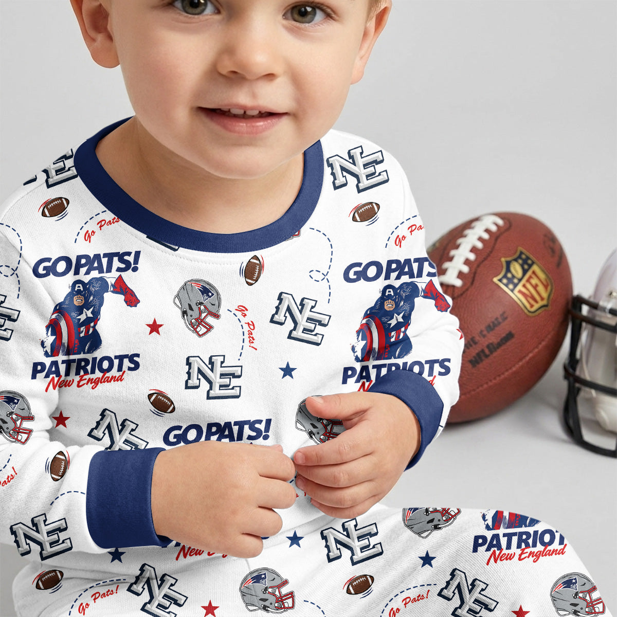 Patriots Football x Captain Inspired Bamboo Two Piece Long Sleeve Pajama Set