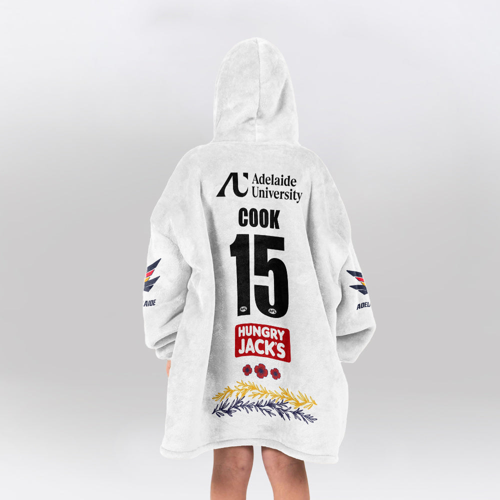 Adelaide Football 2026 White Cook 15 Blanket Hoodie