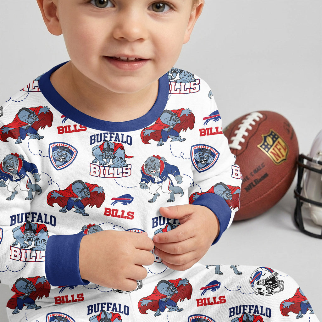 Bills Football x Beast Inspired Bamboo Two Piece Long Sleeve Pajama Set