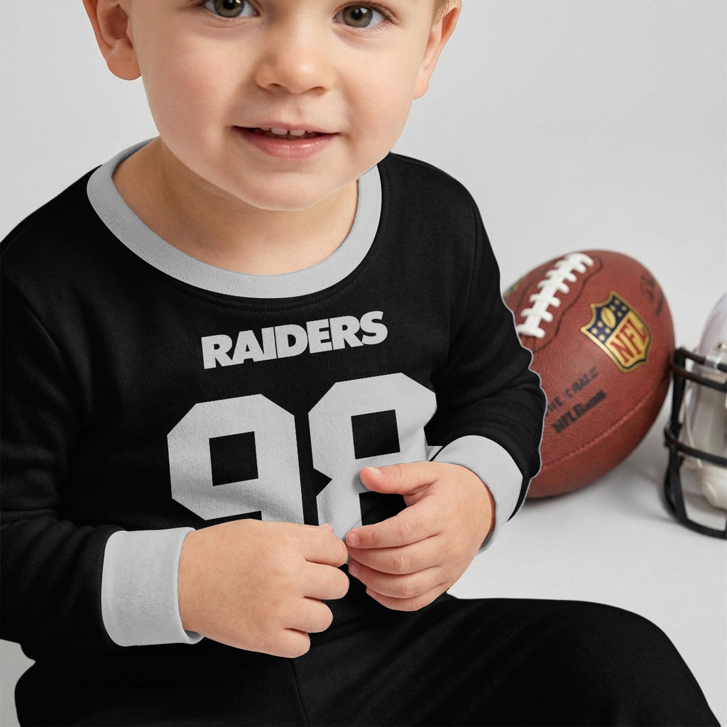 Raiders MC98 Football! Inspired Bamboo Two Piece Long Sleeve Pajama Set