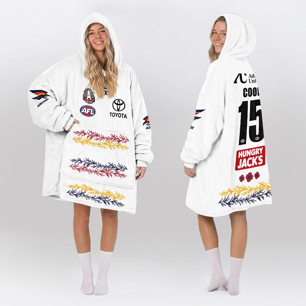 Adelaide Football 2026 White Cook 15 Blanket Hoodie