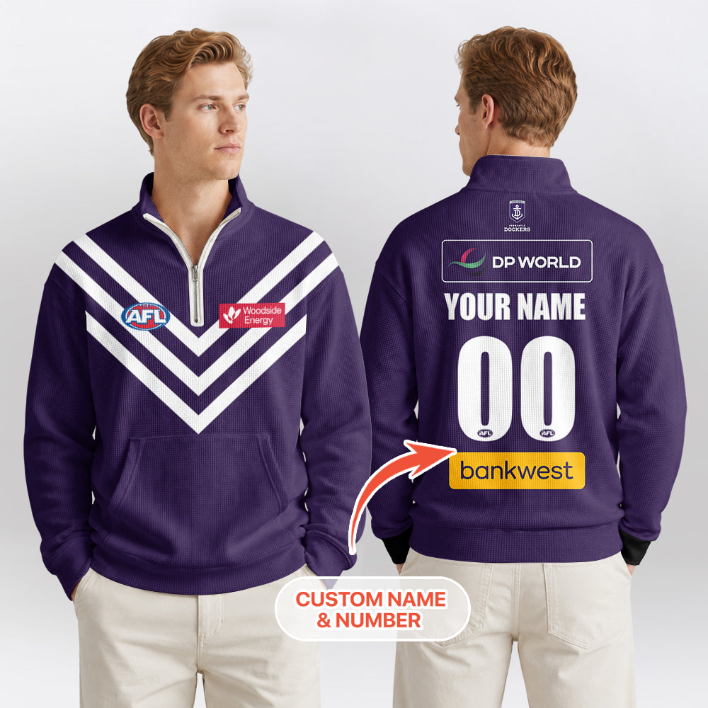 Fremantle Dockers Quarterzip Waffle Sweatshirt