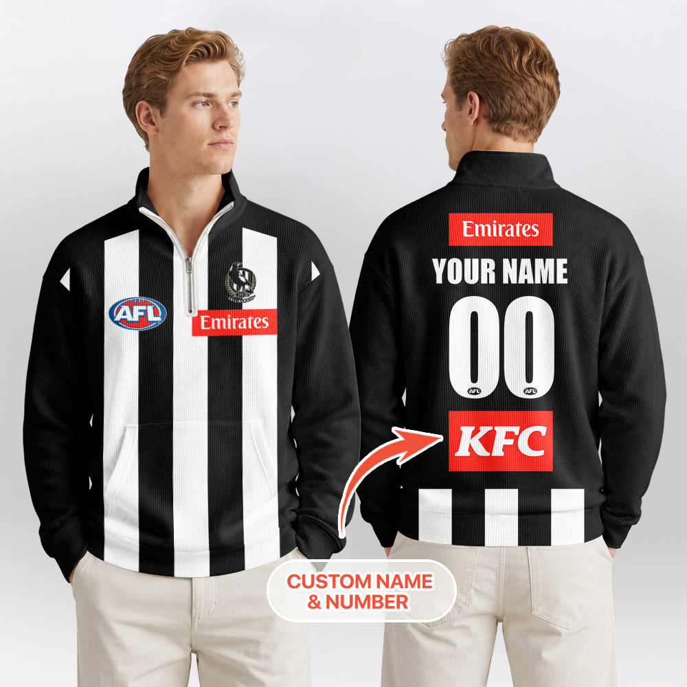 Collingwood Magpies Quarterzip Waffle Sweatshirt
