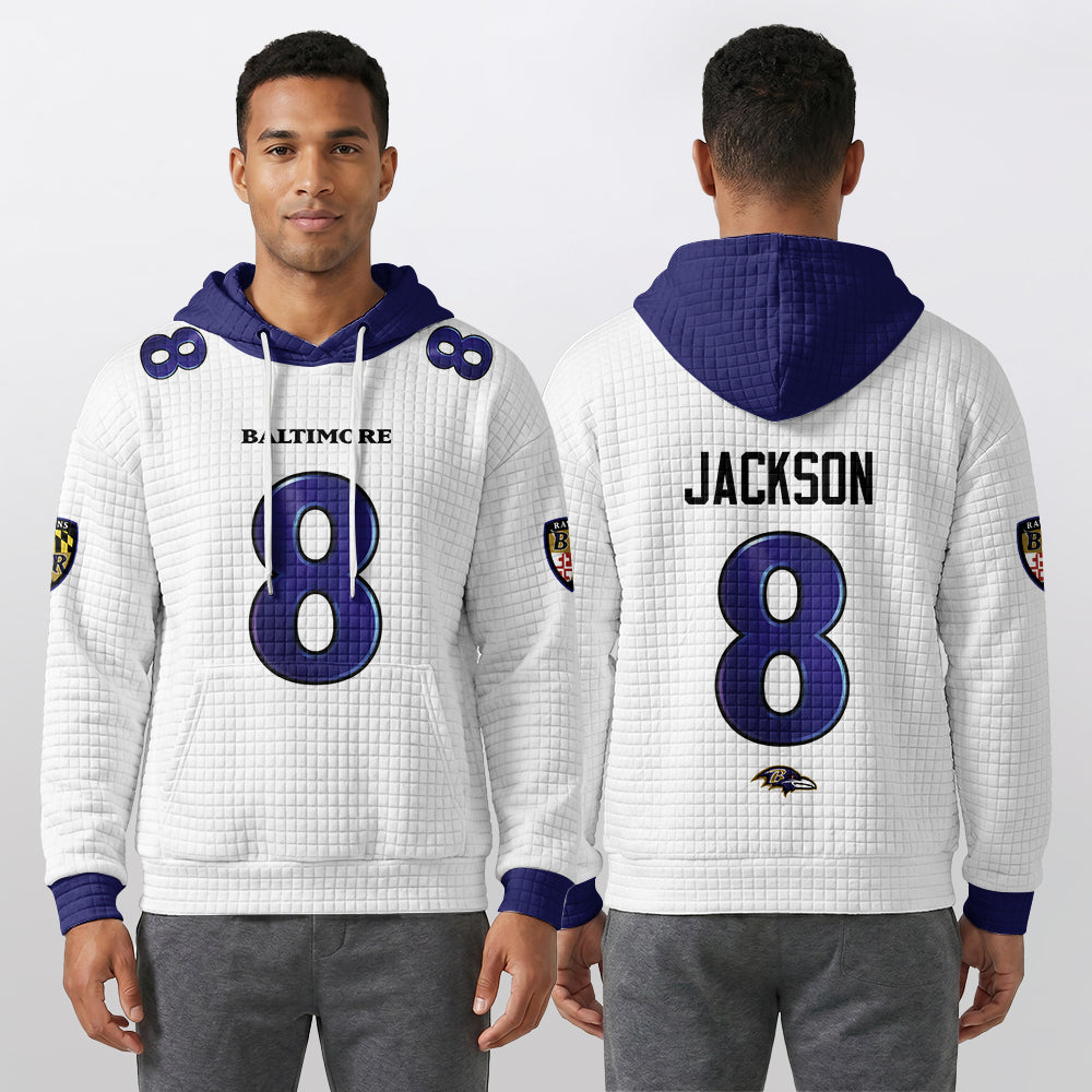 Baltimore R. Rivalries Lamar Jackson 8 Football Waffle Hoodie