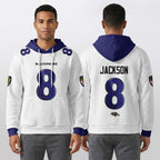Baltimore R. Rivalries Lamar Jackson 8 Football Waffle Hoodie