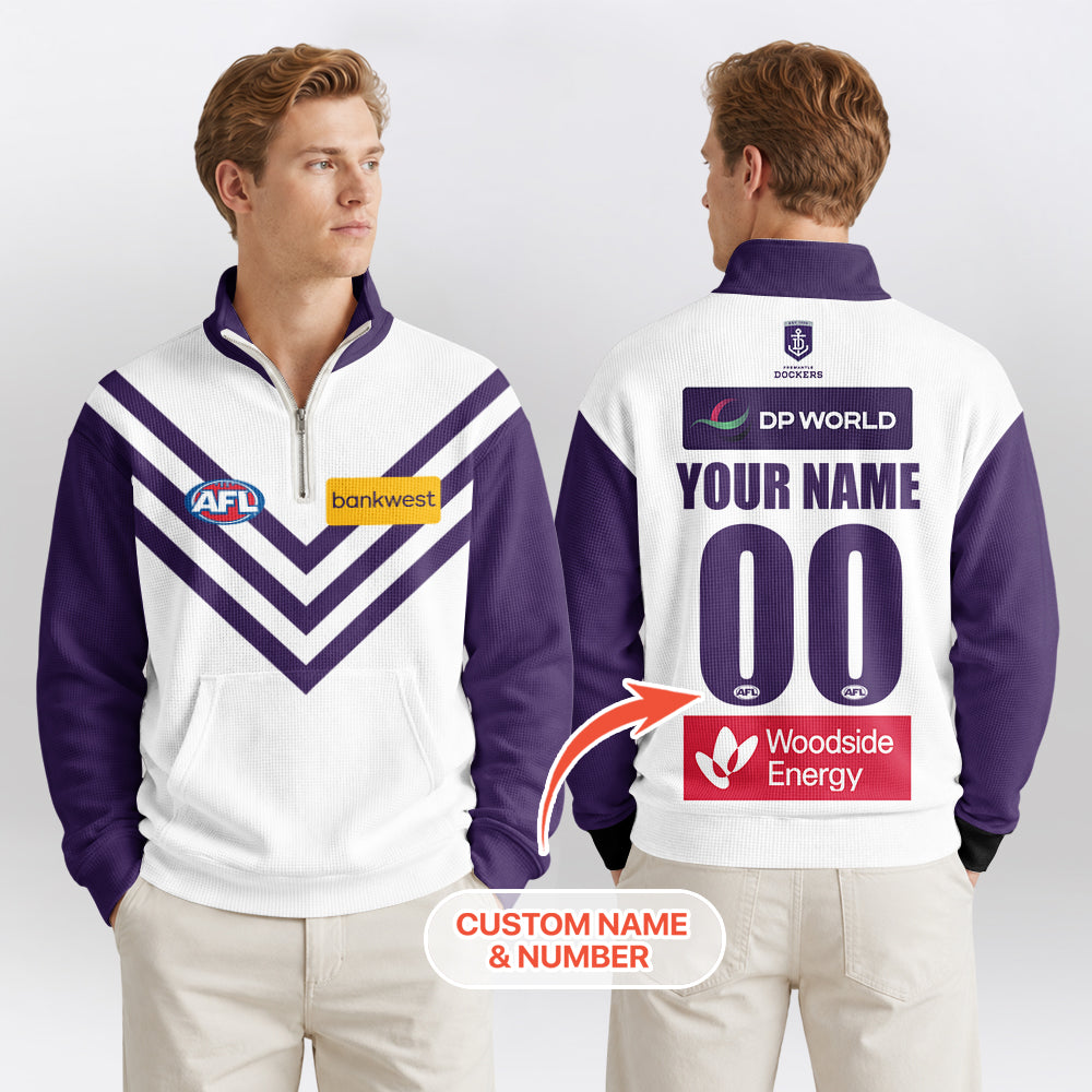 Fremantle Dockers Quarterzip Waffle Sweatshirt