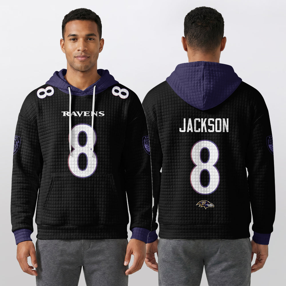 Baltimore R. Rivalries Lamar Jackson 8 Football Waffle Hoodie