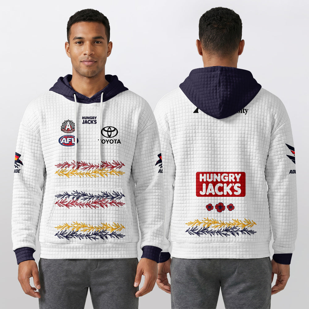 Adelaide Football 2026 White Waffle Hoodie