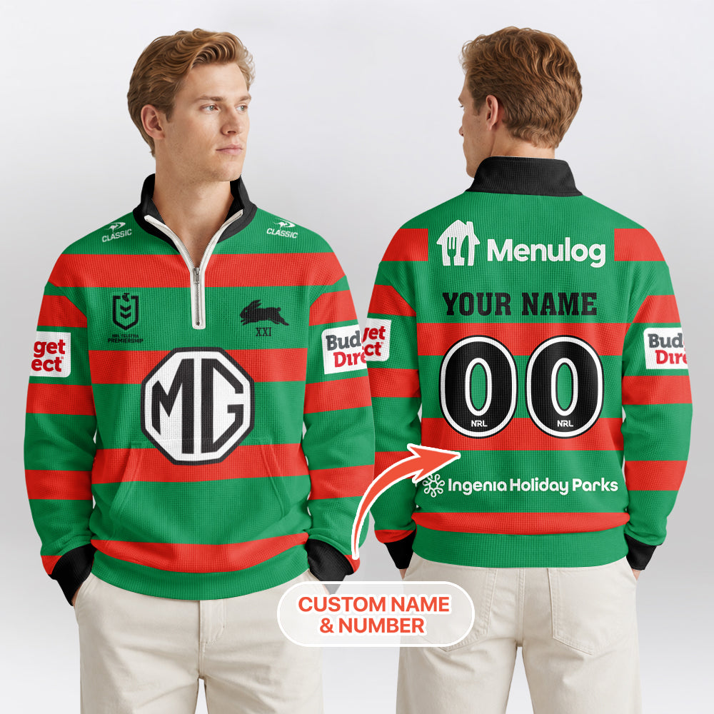 Rabbitohs Quarterzip Waffle Sweatshirt